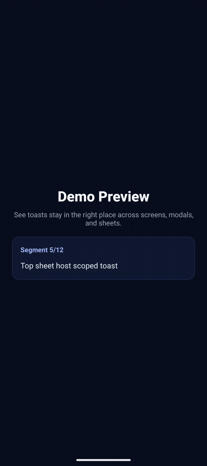 Sheet host scoped toast preview